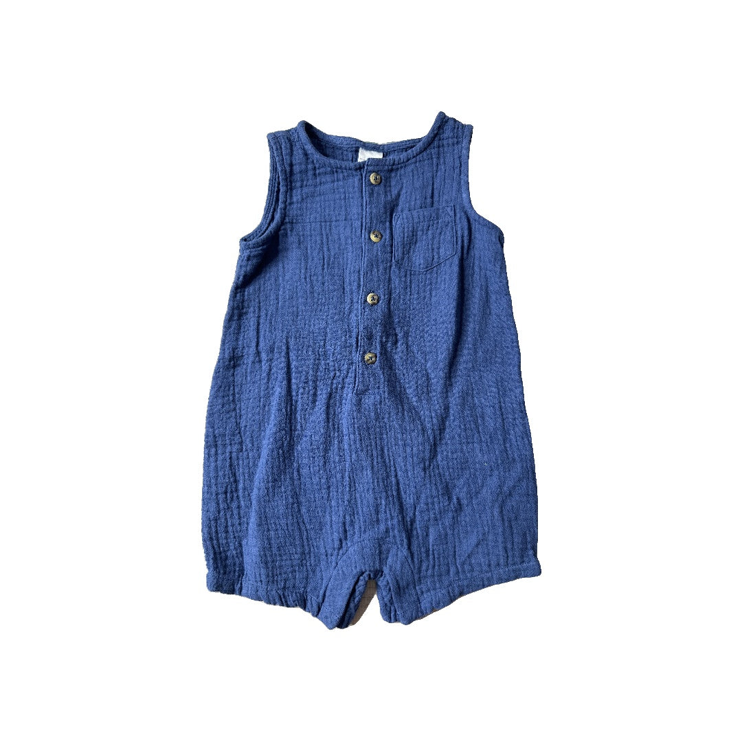 Carters Unisex Navy Blue Romper Size: 6 months Navy Blue