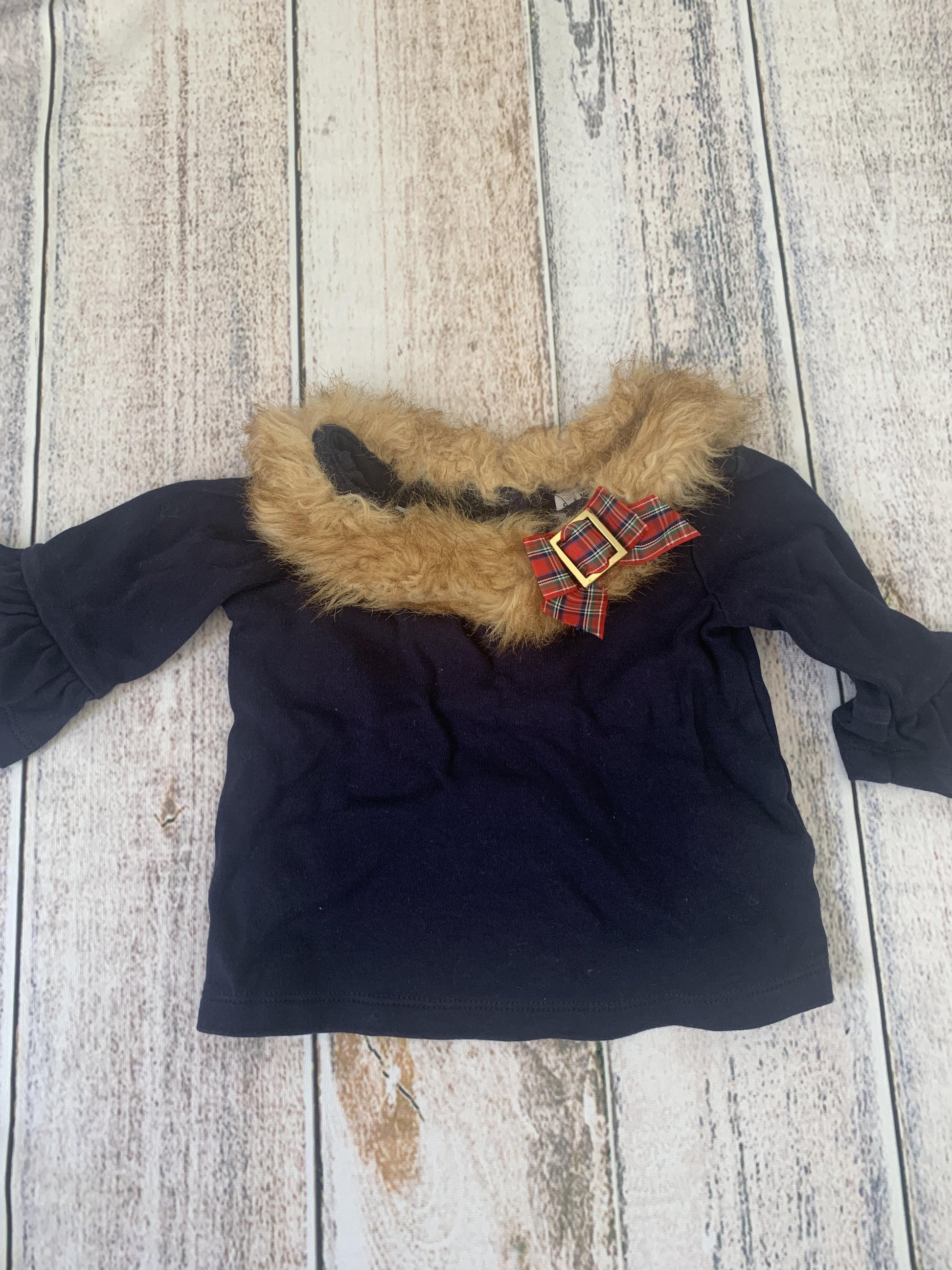 Janie and Jack Girls Navy Blue Long Sleeve Shirt Size: 12-18 months Navy Blue