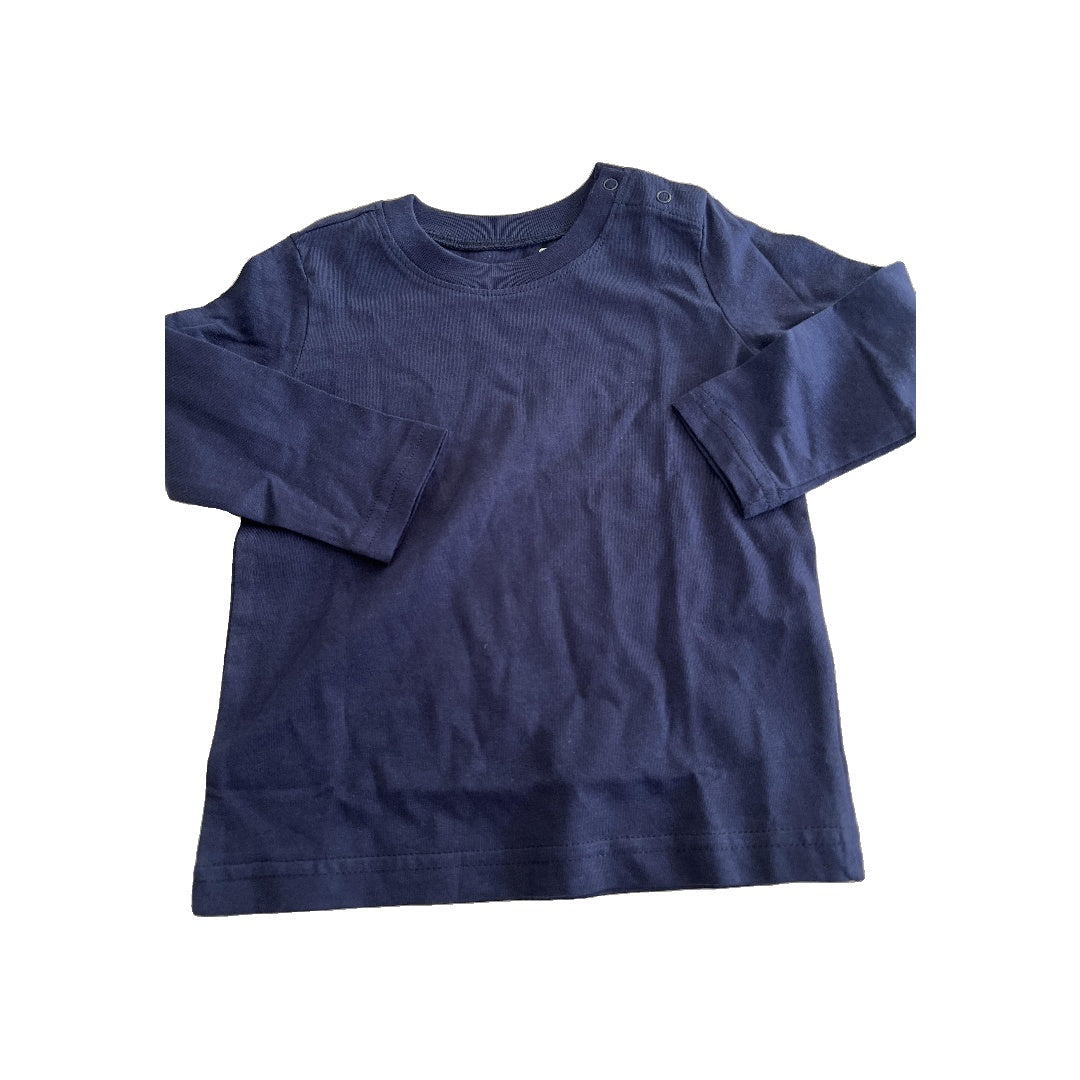 Primary Boys Navy Blue Long Sleeve Shirt Size: 6-12 months Navy Blue