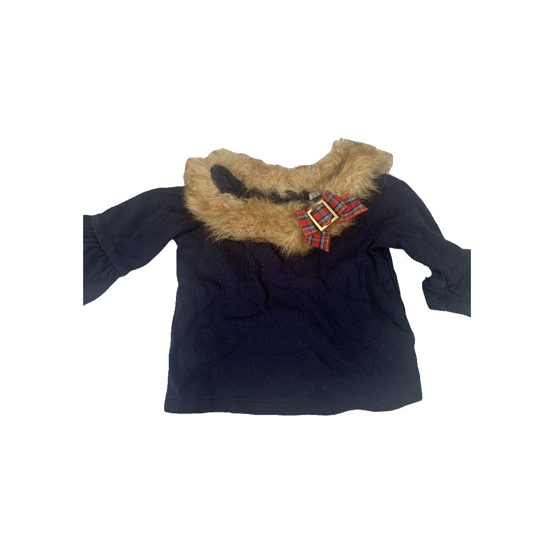 Janie and Jack Girls Navy Blue Long Sleeve Shirt Size: 12-18 months Navy Blue