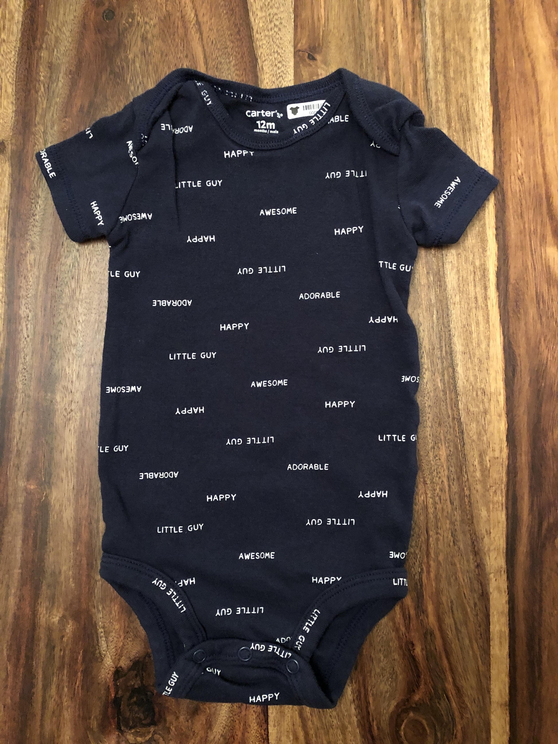 Carters Boys Navy Blue Onesie Size: 12 months Navy Blue