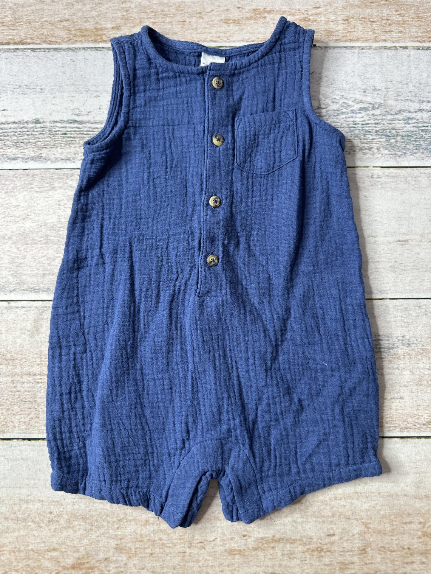 Carters Unisex Navy Blue Romper Size: 6 months Navy Blue