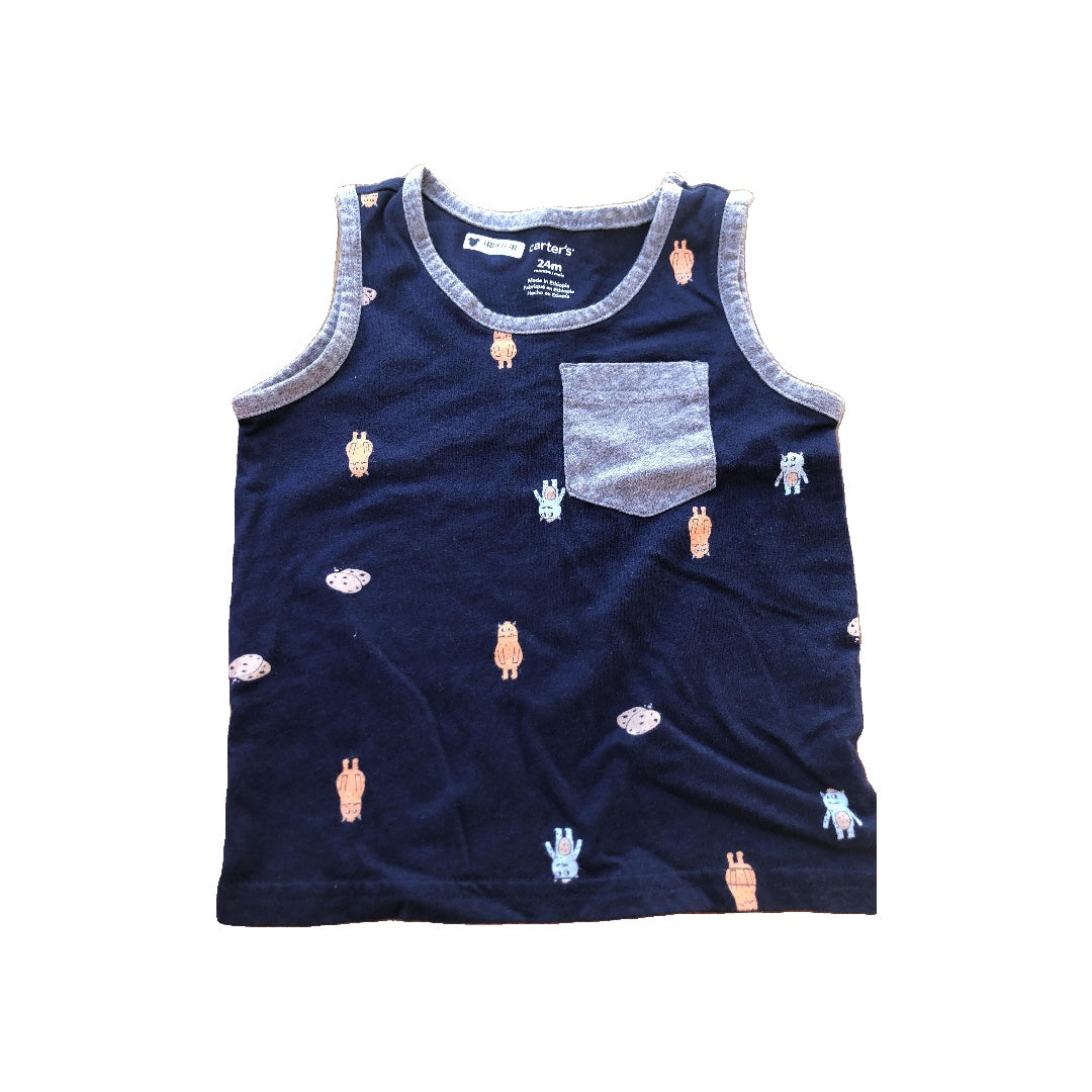 Carters Boys Navy Blue Tank Top Size: 18-24 months Navy Blue