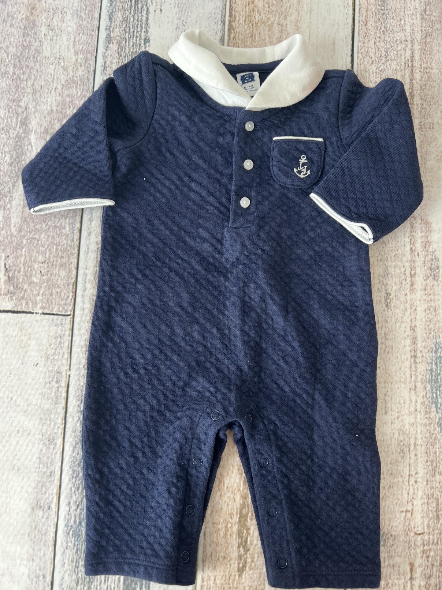 Janie and Jack Boys Navy Blue Long Sleeve Outfit Size: 0-3 months Navy Blue