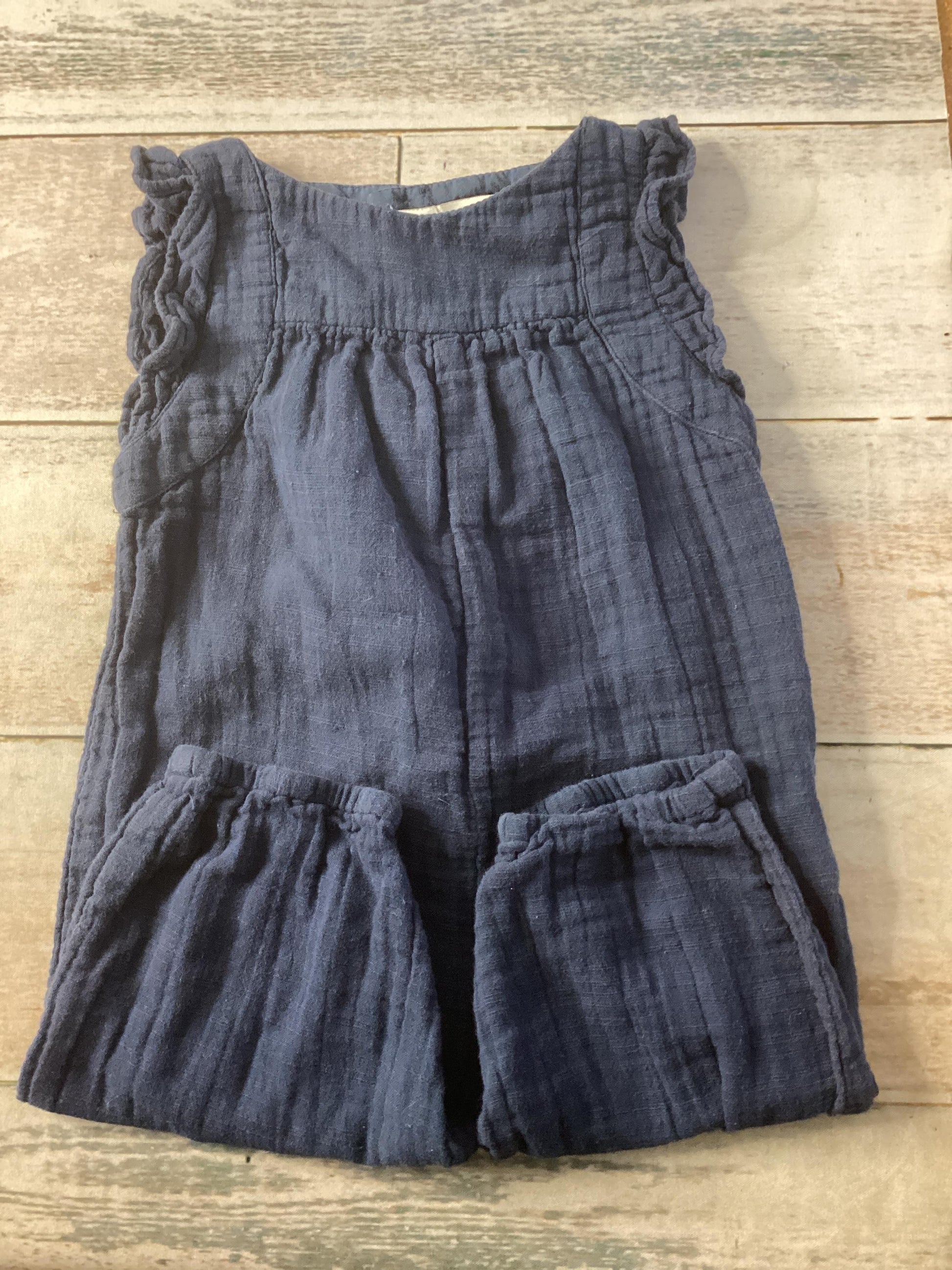 Girls Navy Blue Button Down Short Sleeve Size: 9-12 Months Navy Blue