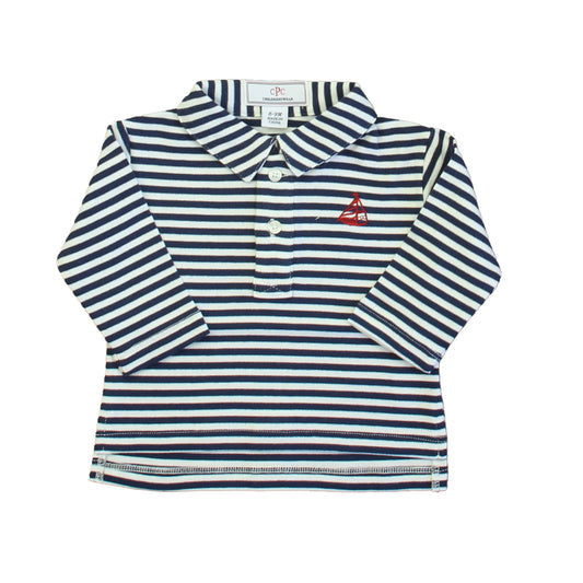 Classic Prep Boys Navy | Bright White | Red Rugby Shirt Size: 9-12 Months Navy | Bright White | Red
