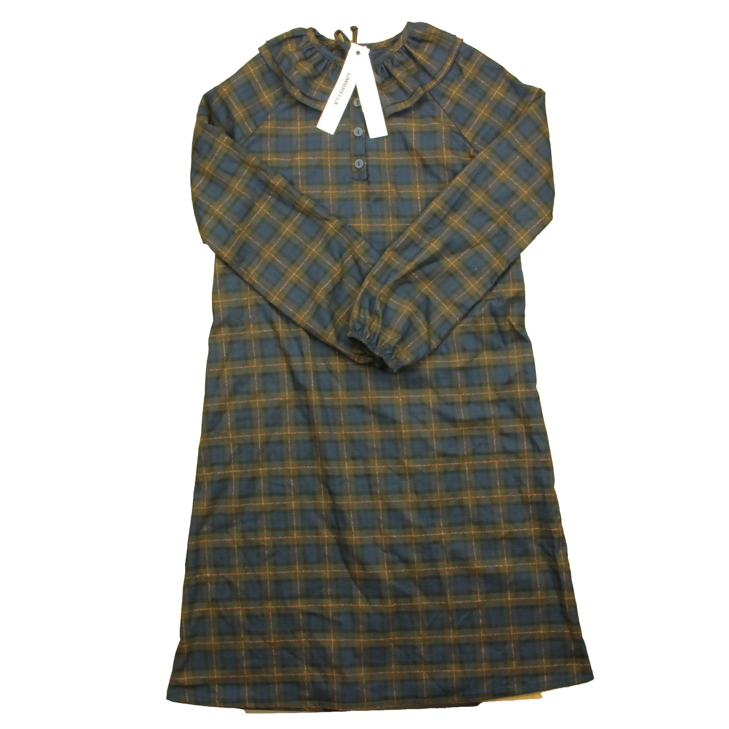 The Umbrella Academy Girls Navy | Brown Plaid Dress Size: 14 Years Navy | Brown Plaid
