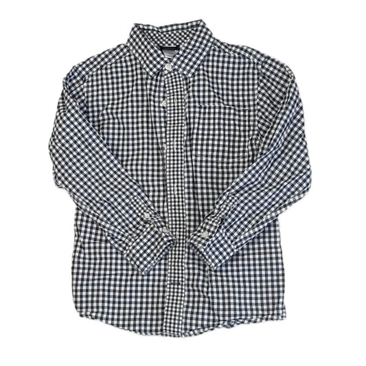 Gymboree Boys Navy Check Button Down Long Sleeve Size: 5-6 Years Navy Check