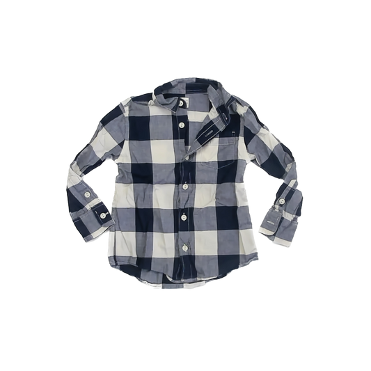Crewcuts Boys Navy Check Button Down Long Sleeve Size: 4-5T Navy Check