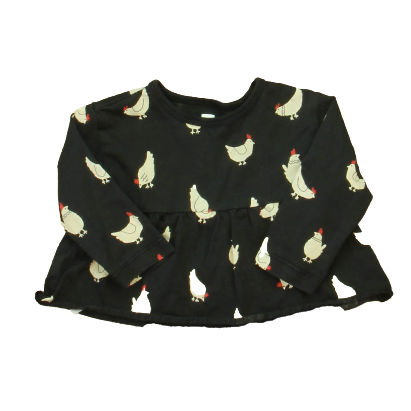 Tea Girls Navy Chickens Long Sleeve T-Shirt Size: 9-12 Months