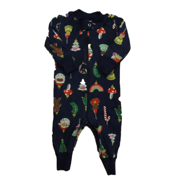 Hanna Andersson Boys Navy Christmas 1-piece Non-footed Pajamas Size: 6-12 Months