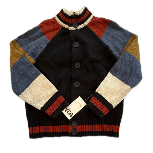 Tea Collection Boys Navy Colorblock Cardigan Size: 4-5T Navy Colorblock