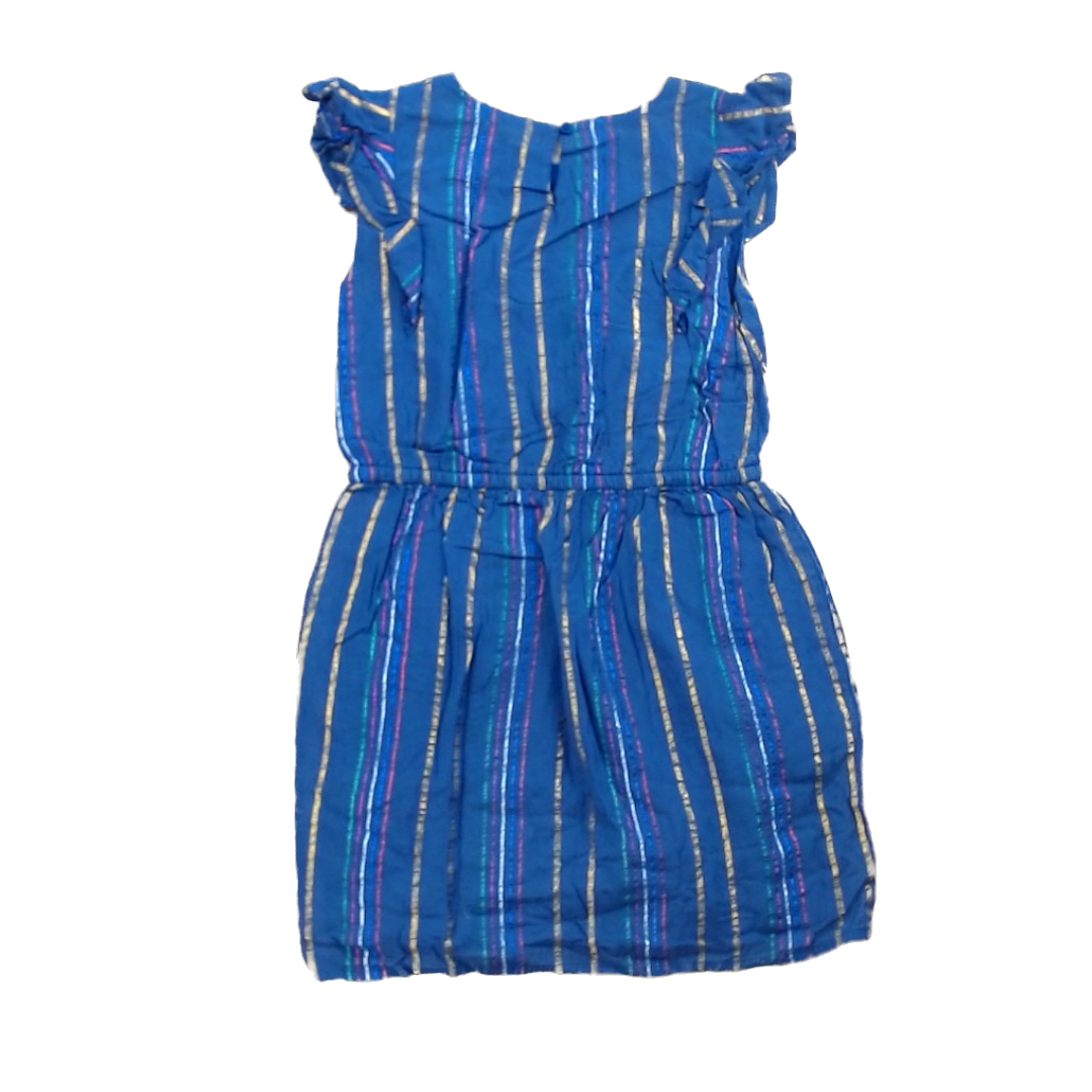 Rockets Of Awesome Girls Navy | Colored Thin Shiny Stripes Dress Size: 3T - 10 Years Navy | Colored Thin Shiny Stripes