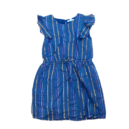 Rockets Of Awesome Girls Navy | Colored Thin Shiny Stripes Dress Size: 3T - 10 Years Navy | Colored Thin Shiny Stripes