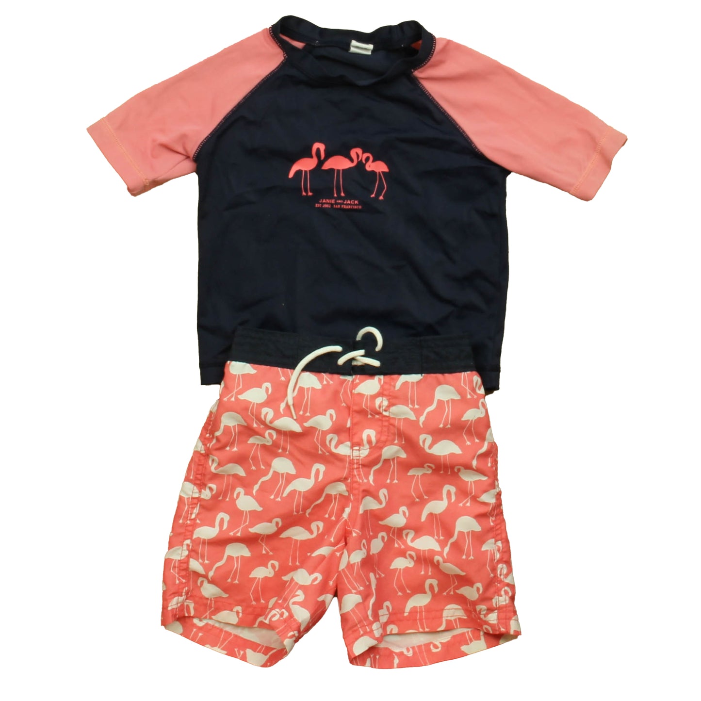 Janie and Jack Boys Navy | Coral 2-piece Swimsuit Size: 12-18 Months Navy | Coral