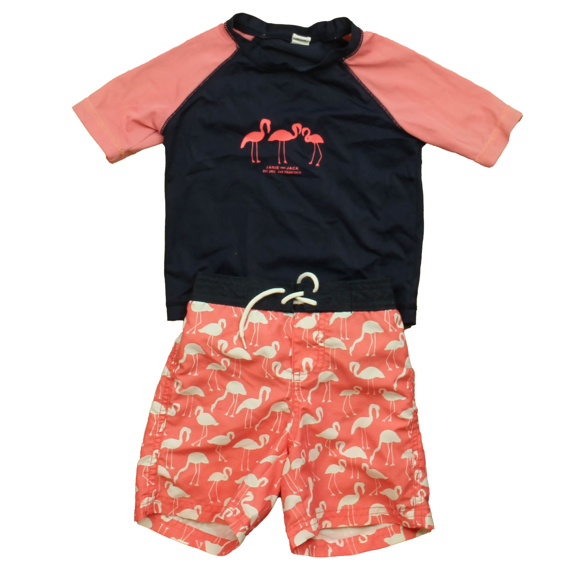 Janie and Jack Boys Navy | Coral 2-piece Swimsuit Size: 12-18 Months Navy | Coral