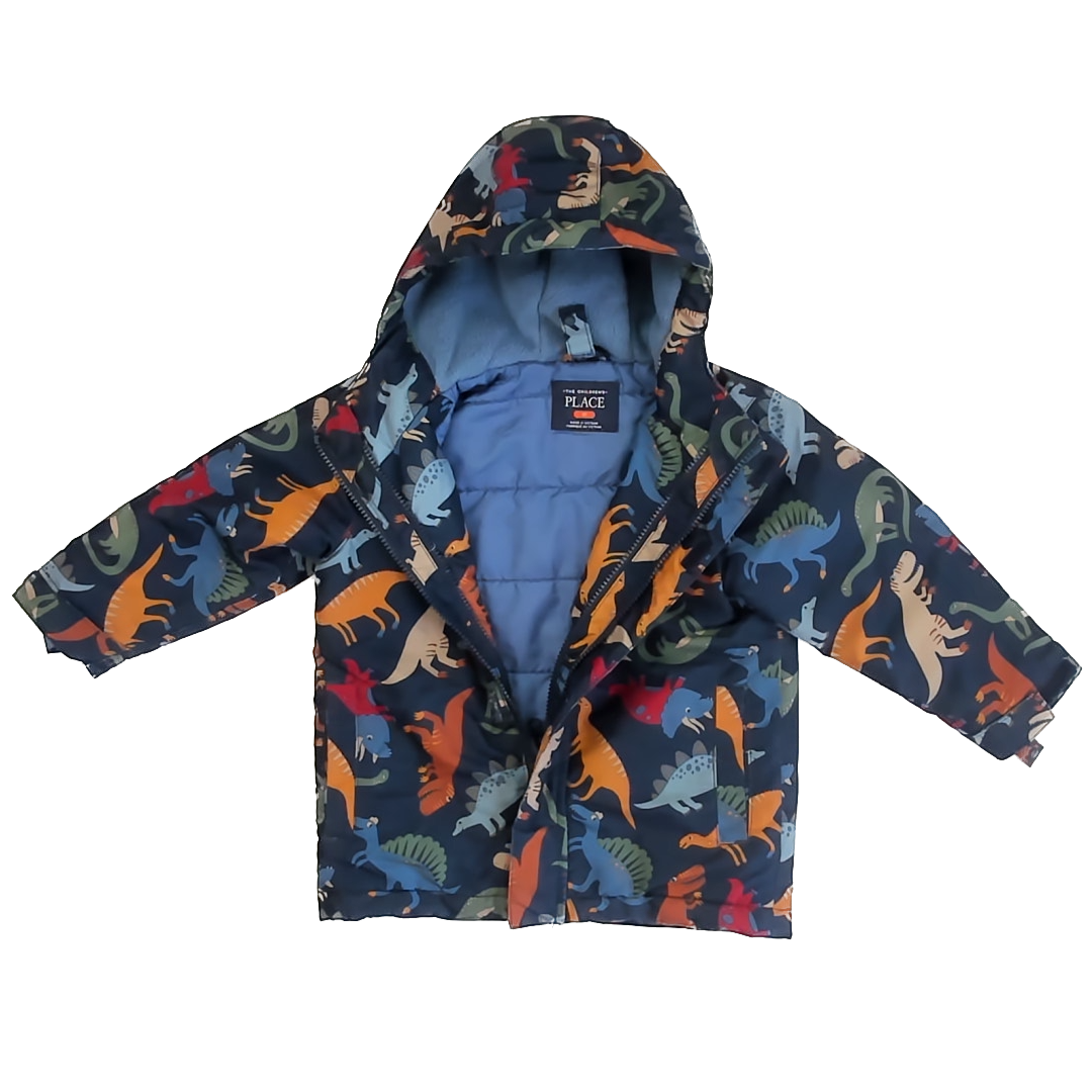 Children's Place Boys Navy Dinosaur Winter Coat Size: 3T Navy Dinosaur