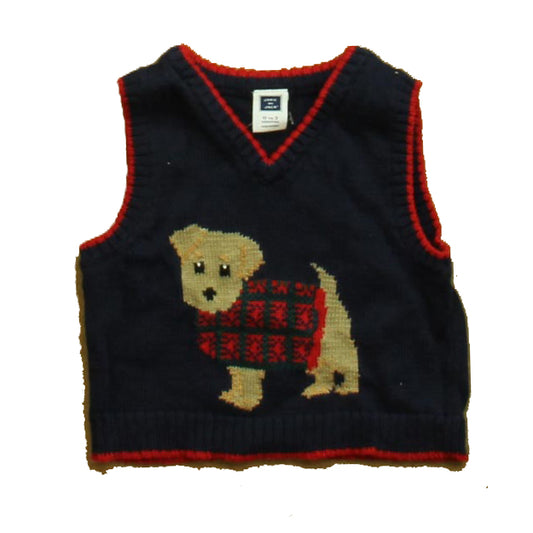 Janie and Jack Boys Navy Dog Sweater Vest Size: 0-3 Months