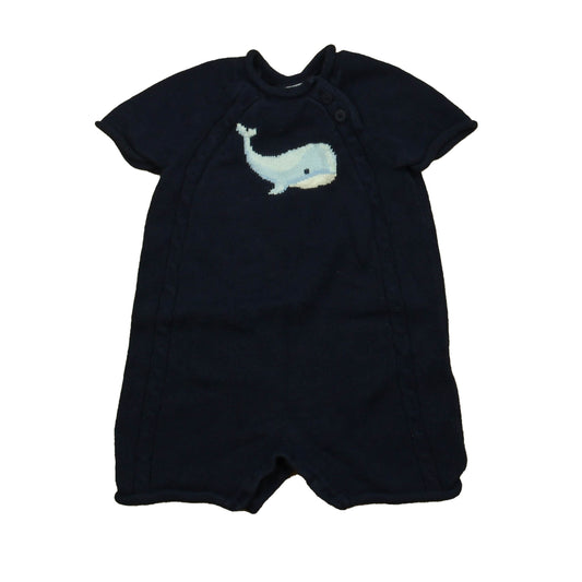 Janie and Jack Boys Navy Dolphin Romper Size: 3-6 Months