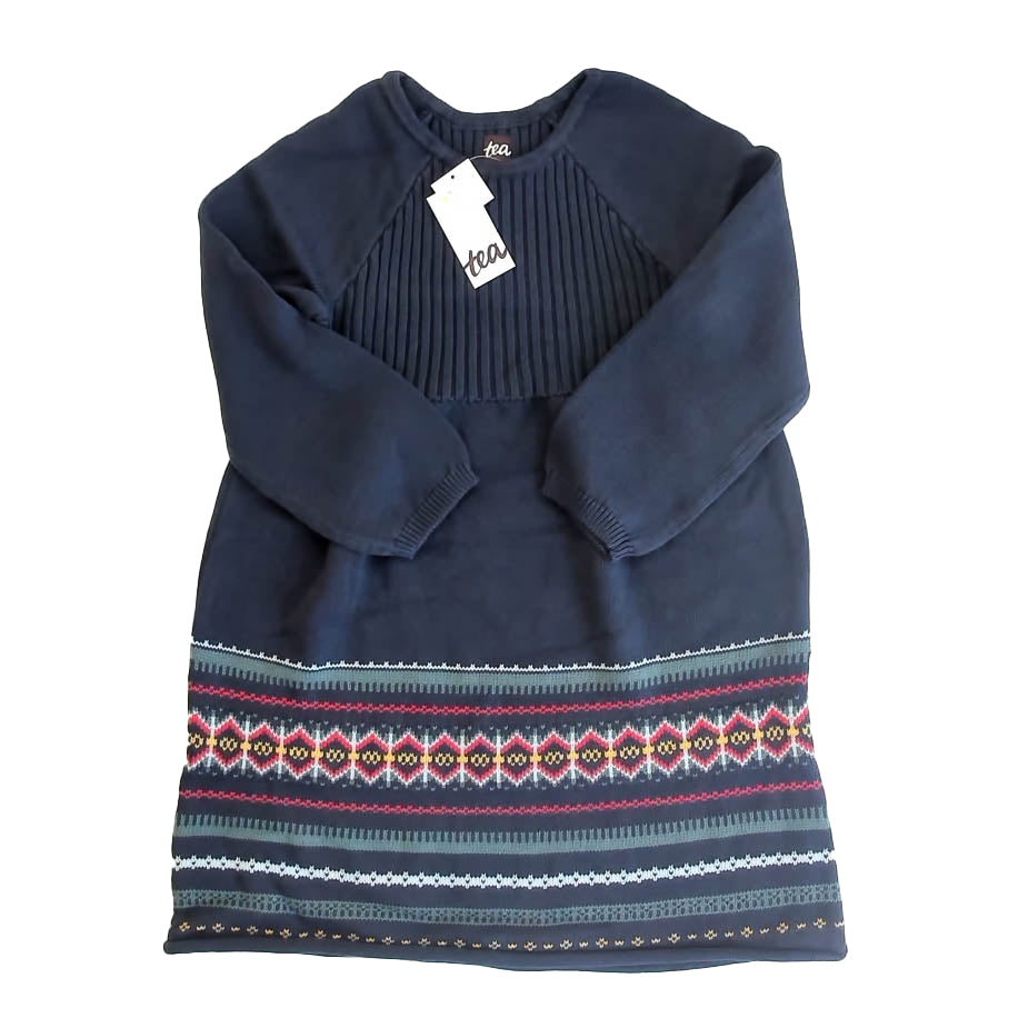 Tea Collection Girls Navy Fair Isle Sweater Dress Size: 8 Years Navy Fair Isle
