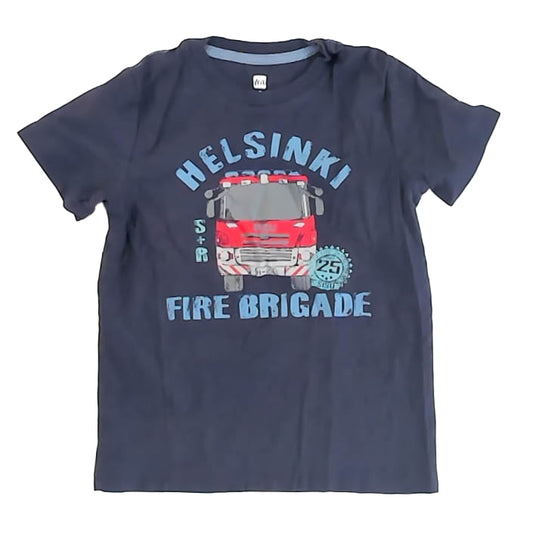 Tea Collection Boys Navy Firetruck T-Shirt Size: 7 Years Navy Firetruck