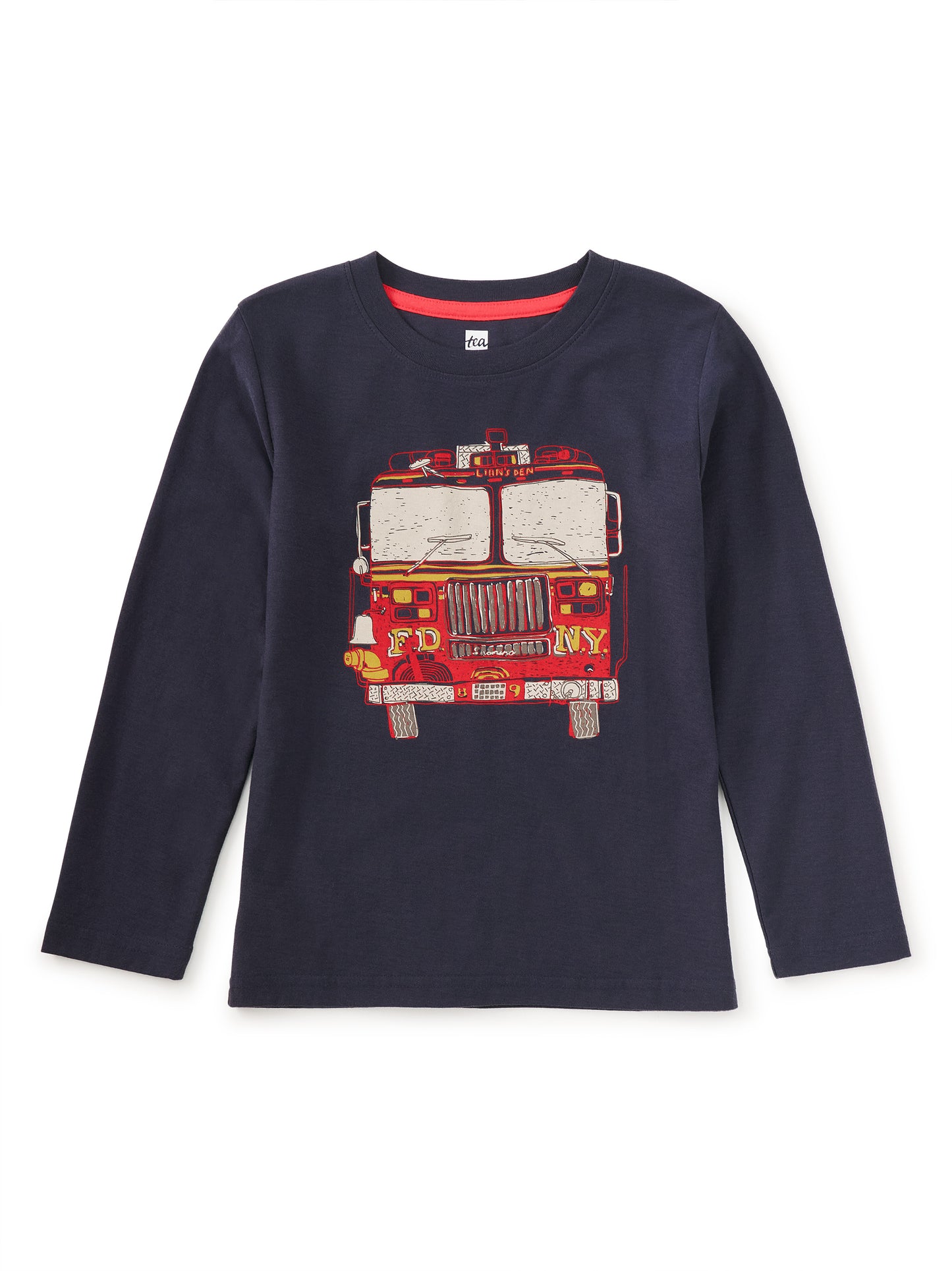 Tea Collection Boys Navy Firetruck Long Sleeve T-Shirt Size: 5T Navy Firetruck
