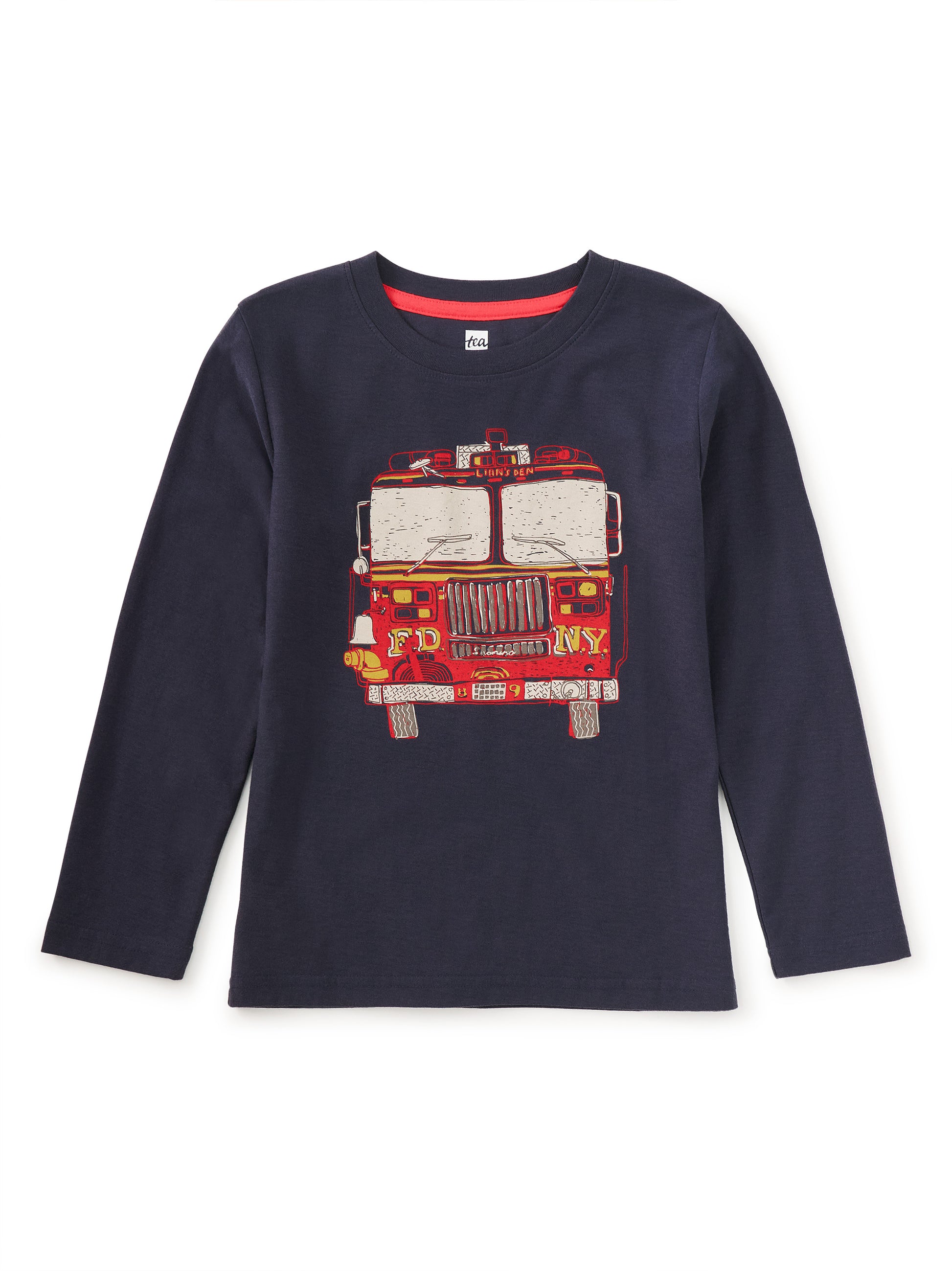 Tea Collection Boys Navy Firetruck Long Sleeve T-Shirt Size: 5T Navy Firetruck