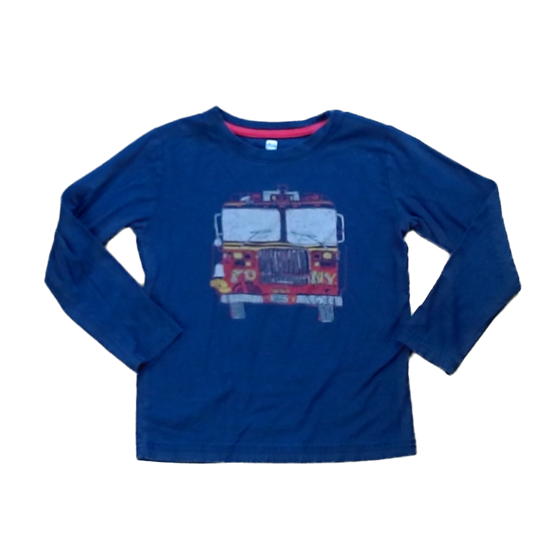Tea Collection Boys Navy | Firetruck Long Sleeve Shirt Size: 6 Years Navy | Firetruck