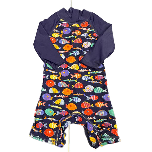 UpandFast Boys Navy Fish 1-piece Swimsuit Size: 12-18 Months Navy Fish