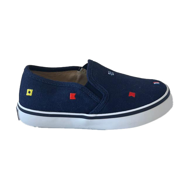 Janie and Jack Boys Navy Flags Sneakers Size: 8 Todder