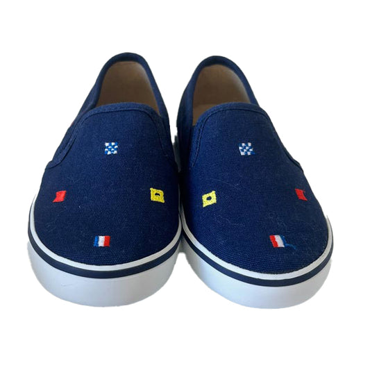 Janie and Jack Boys Navy Flags Sneakers Size: 8 Todder