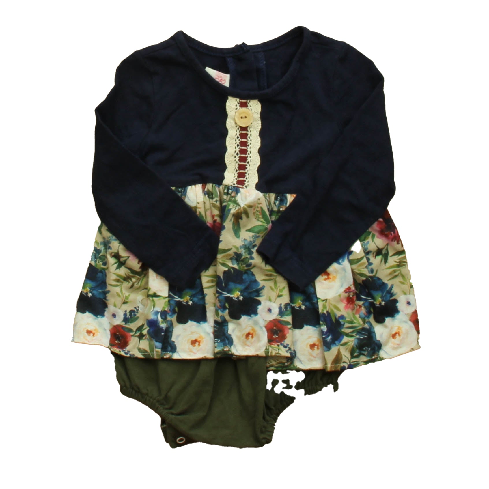 RicRac & Ruffles Girls Navy Floral Dress Size: 24 Months Navy Floral