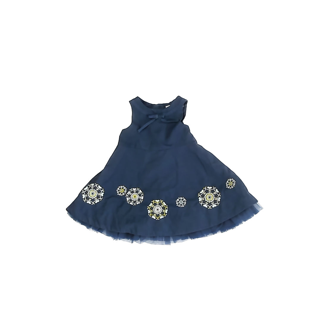 Janie and Jack Girls Navy Floral Dress Size: 3-6 Months Navy Floral