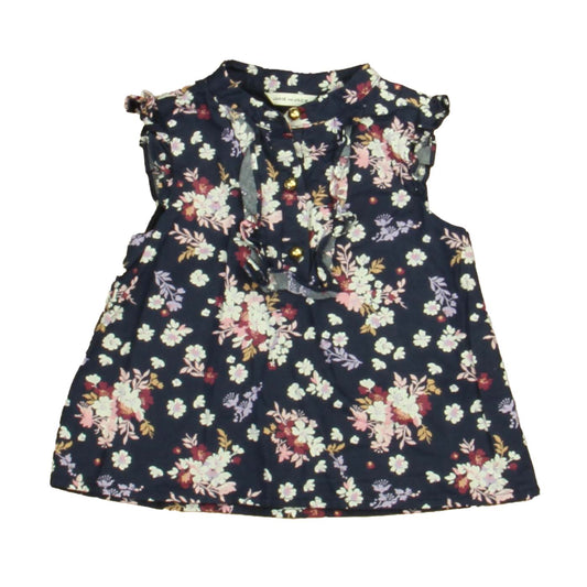 Janie and Jack Girls Navy Floral Blouse Size: 18-24 Months