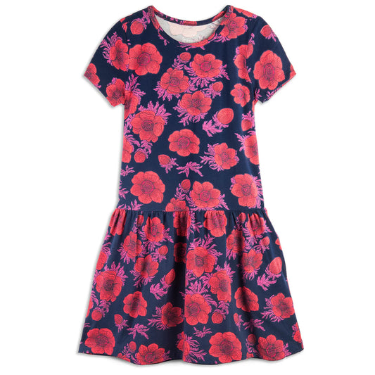 Mightly Girls Navy Floral Dress Size: 2-5T Navy Floral