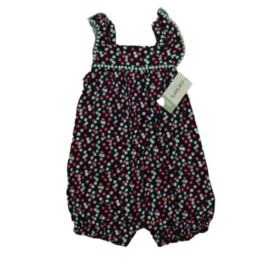 Carter's Girls Navy Floral Romper Size: 12 Months