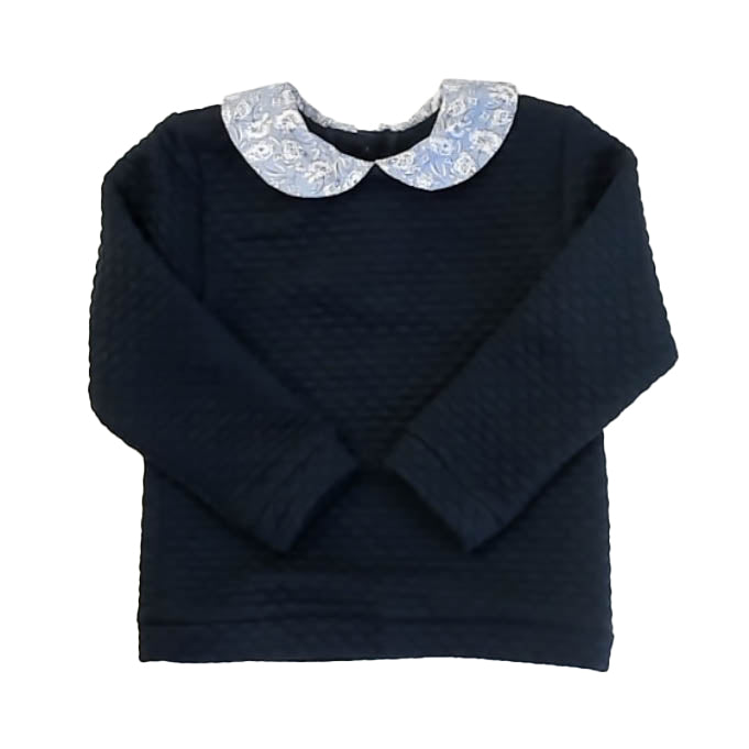 Petit Peony Girls Navy Floral Long Sleeve Shirt Size: 4T Navy Floral