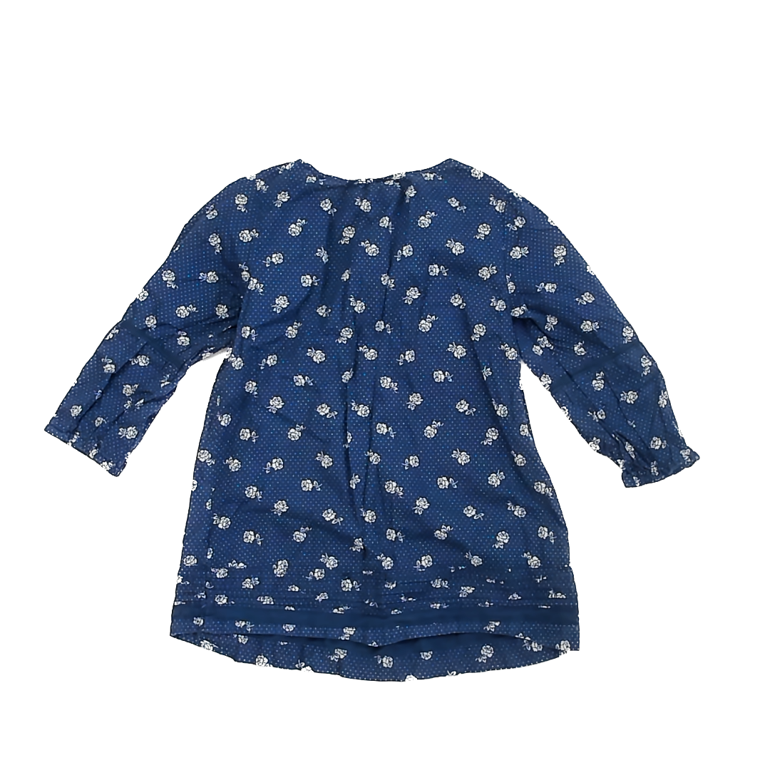 Children's Place Girls Navy Floral Long Sleeve Shirt Size: L (10-12) Navy Floral