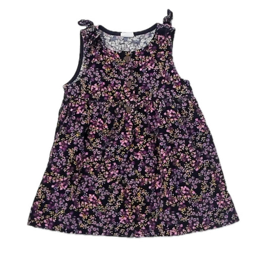 Gap Girls Navy Floral Dress Size: 12-18 Months Navy Floral