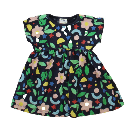 Hanna Andersson Girls Navy Floral Dress Size: 12-18 Months