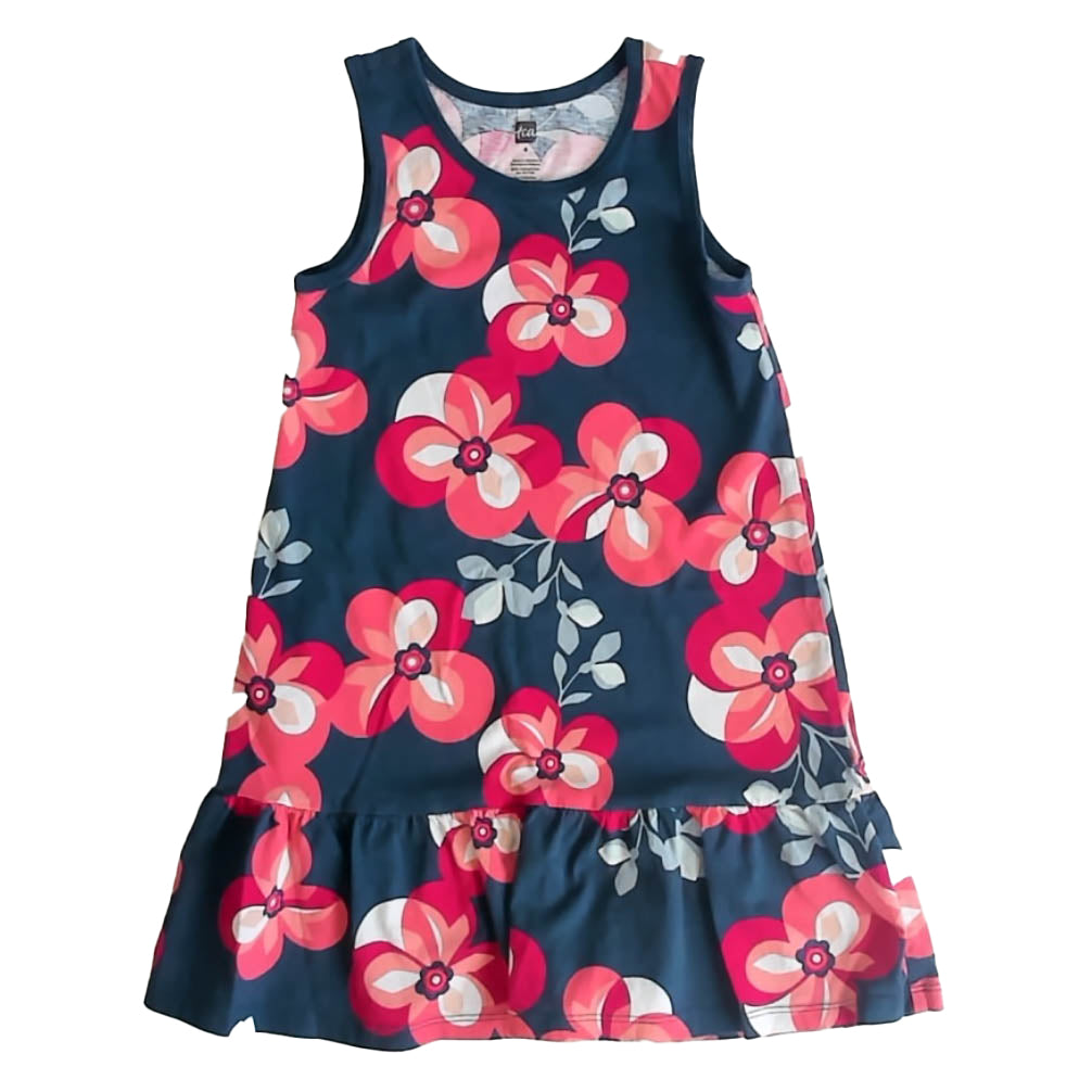 Tea Collection Girls Navy Floral Dress Size: 6 Years Navy Floral