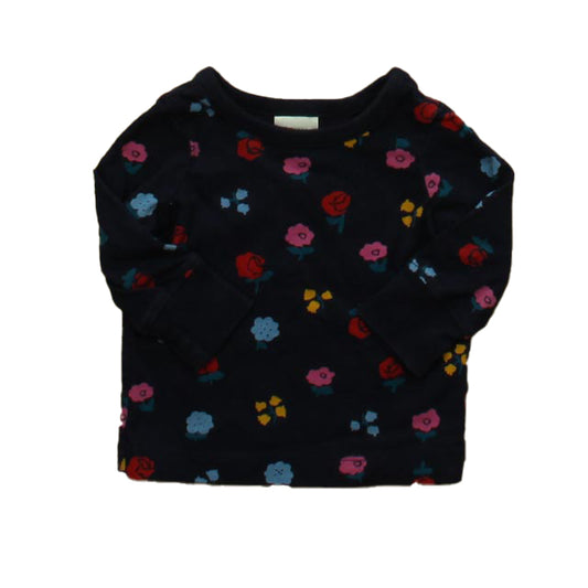 Hanna Andersson Girls Navy Floral Long Sleeve Shirt Size: 3-6 Months