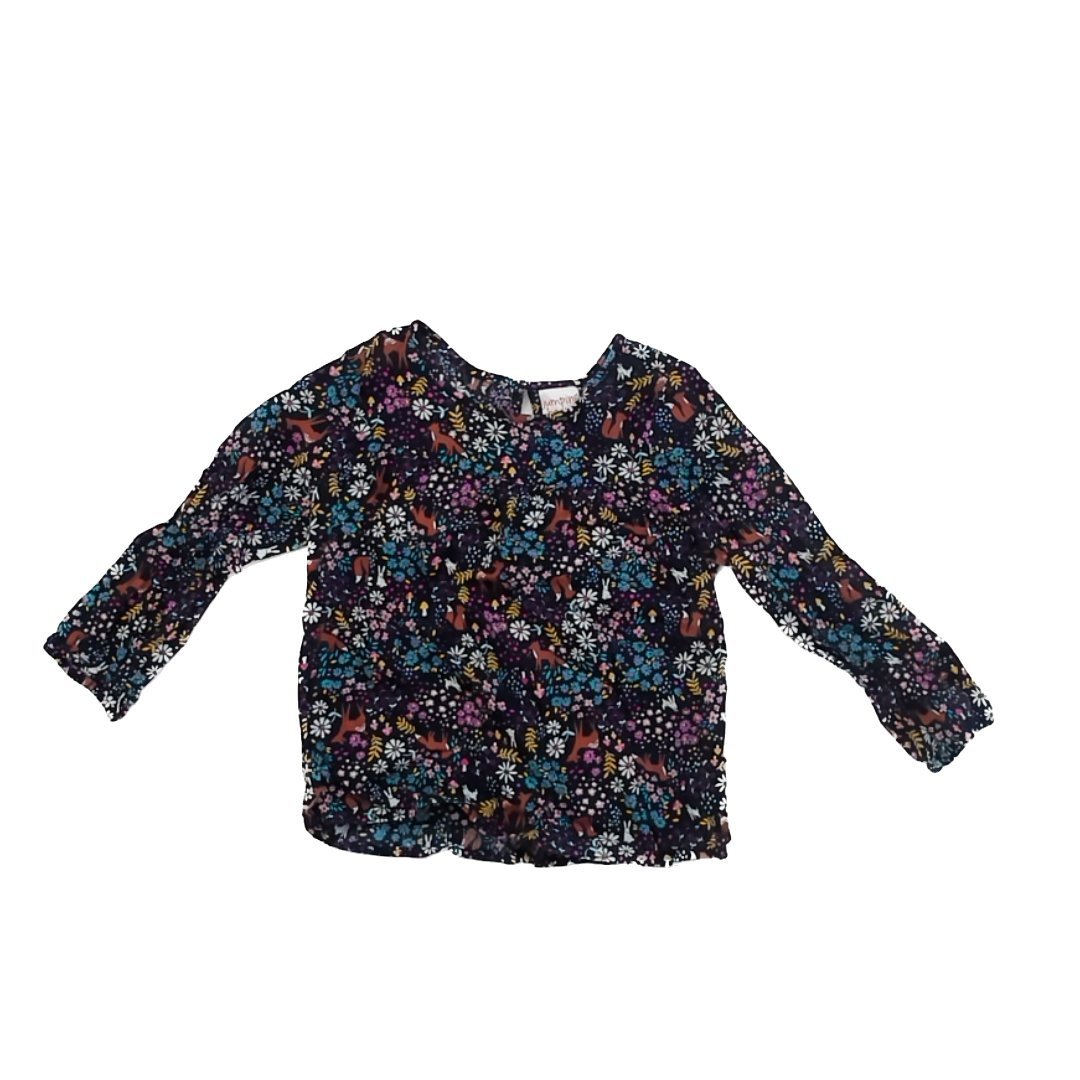 Jumping Beans Girls Navy | Floral Long Sleeve Shirt Size: 4T Navy | Floral