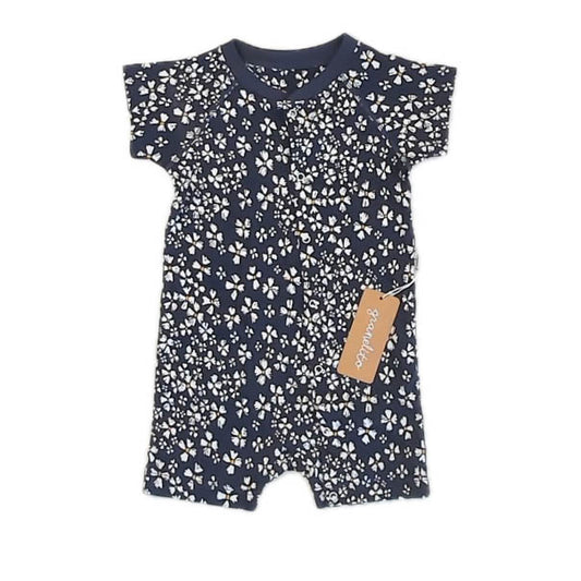 Granelito Girls Navy Floral Romper Size: 6-12 Months Navy Floral