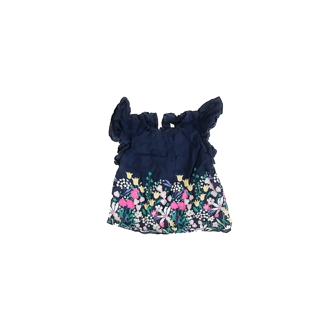 Janie and Jack Girls Navy Floral Blouse Size: 2T Navy Floral