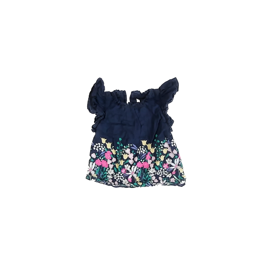 Janie and Jack Girls Navy Floral Blouse Size: 2T Navy Floral