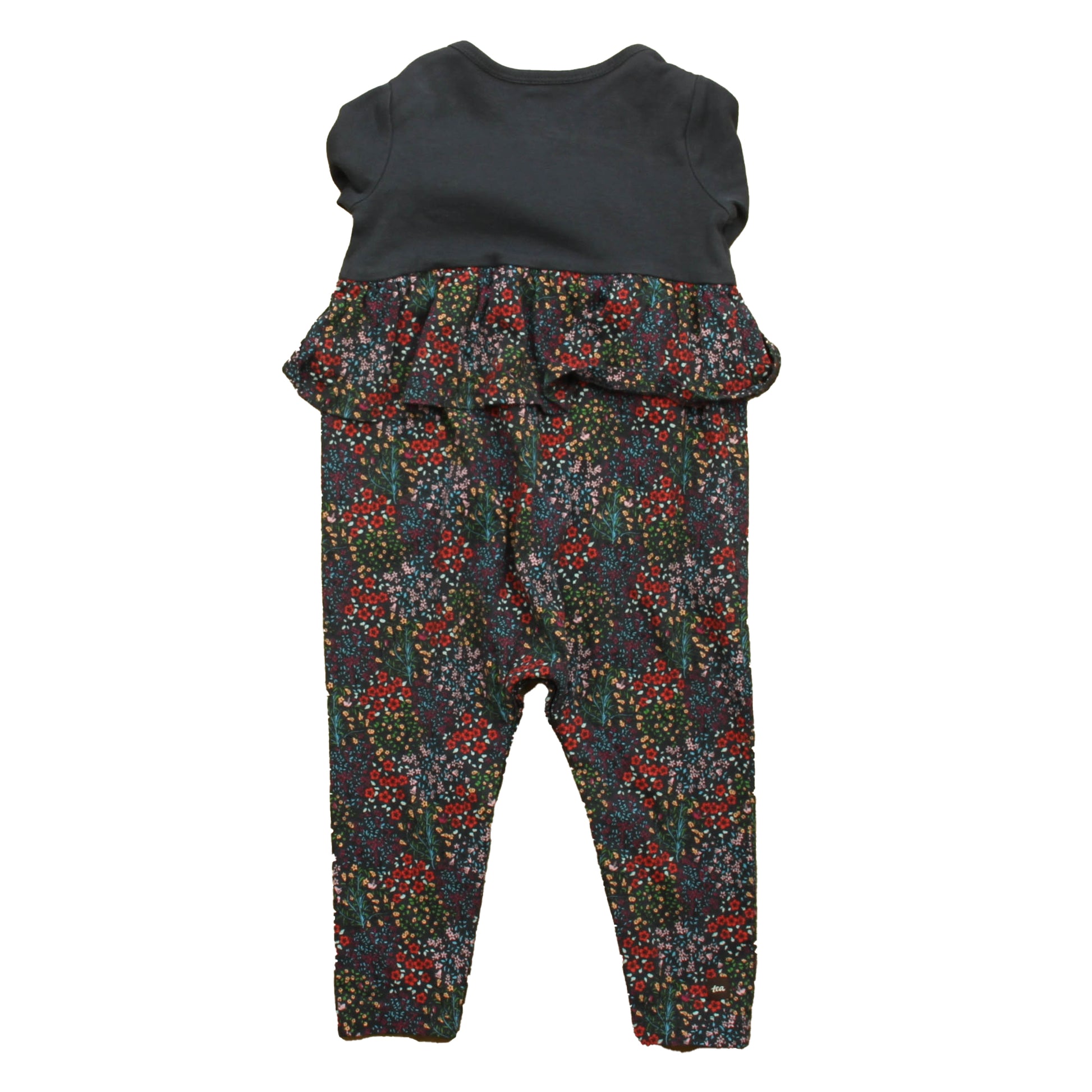 Tea Collection Girls Navy Floral Long Sleeve Outfit Size: 12-18 Months Navy Floral