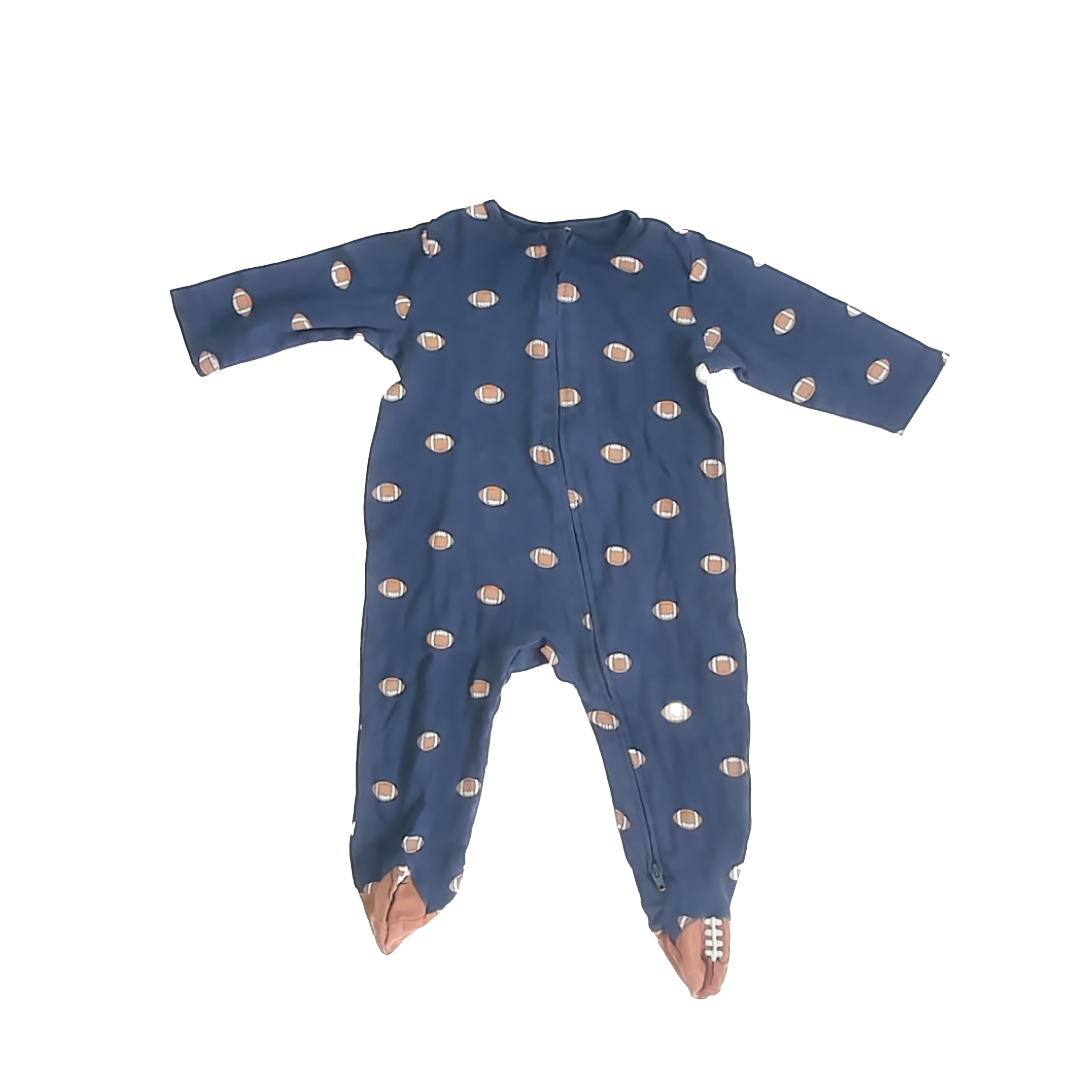 Little Me Boys Navy Football 1-piece footed Pajamas Size: 9 Months Navy Football