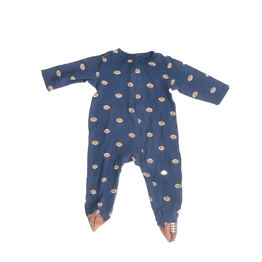Little Me Boys Navy Football 1-piece footed Pajamas Size: 9 Months Navy Football