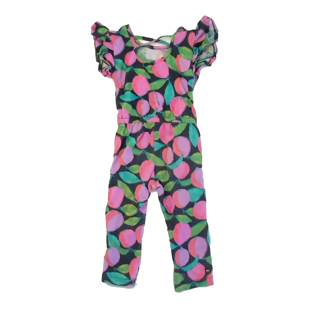 Tea Collection Girls Navy Fruit Romper Size: 3T Navy Fruit